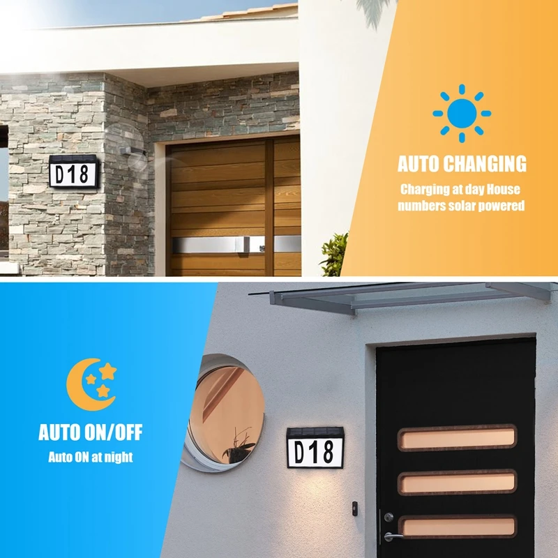 Solar Door Light Address Indication Number Plate Solar Address Sign Outdoor ABS+PC With Light Address Plate