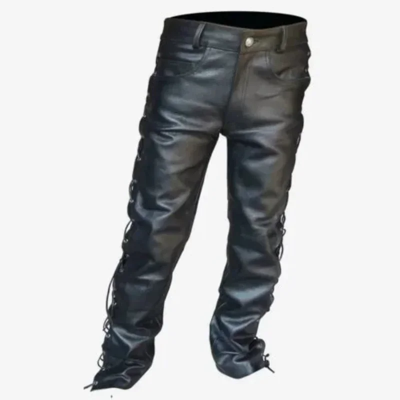 Fashion 'S Leather Locomotive Punk Style For Men Winter Clothes Plus Size Mens Pants MN8