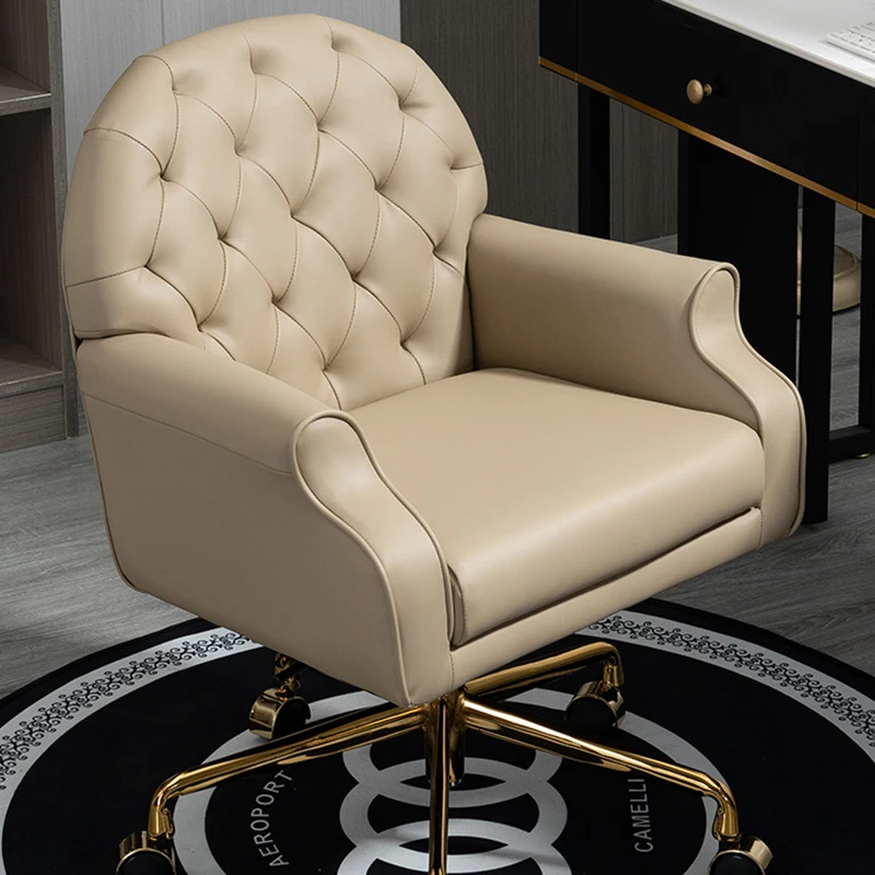 Comfortable Wheels Office Chairs Lounge Hairdressing Mobile Handle Swivel Chair Vintage Design Silla Giratoria Home Furniture