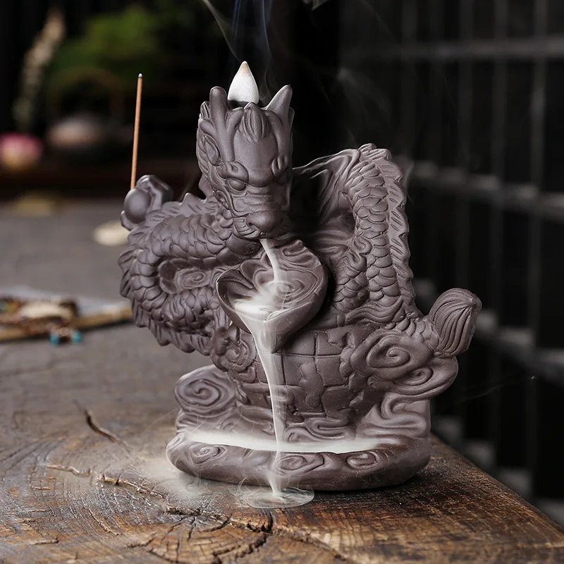 Purple Clay Backflow Incense Burner Creative World Imperial City Chinese Dragon Smoke Ornamental Backflow Incense Burner Incense