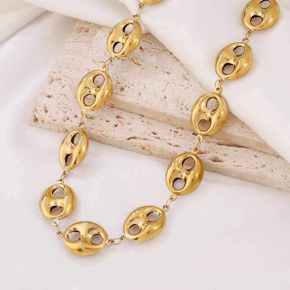 316L Stainless Steel Coffee Bean Chain Necklace Fashion Gold Color Coffee Bean Charms Chain Necklaces For Women Jewelry