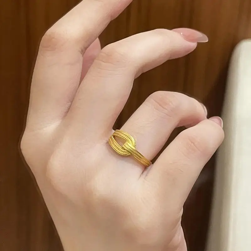 simple saddle fashion Ring Antique gold craftsm Grainy luxurious high-end rings for women couple neutral style party jewelry
