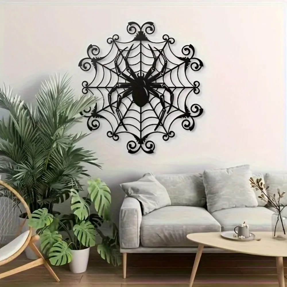 CIFBUY Gothic Metal Wall Art Spider Web Decor Vintage Iron Hanging Ornament for Living Room Bedroom Home Interior Wall Decoratio - view 4