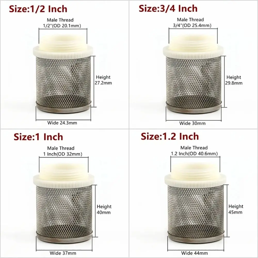 1 ชิ้นน้ําสะอาดท่อกรองปั๊มน้ําข้อต่อต้มตาข่ายกรองหน้าจอ 1/2 "3/4" 1 "304 สแตนเลสกรองสุทธิ
