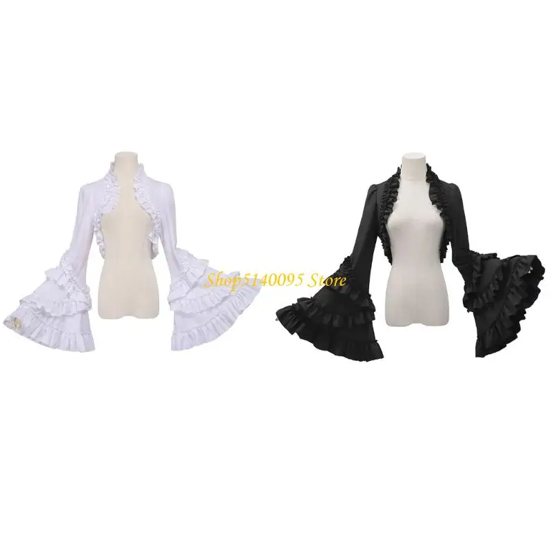 

DXAE Punk Shrugs for Women Long Sleeve Cropped T Shirt Blouses Tops Open Front Crop Tops Fashion Streetwear