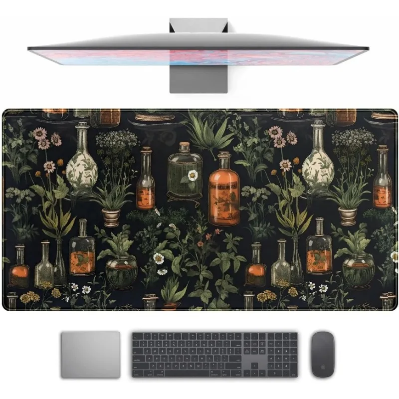 Desk Mat Mouse Pads Large Gaming Desks Pad Mousepad Mystical Green Plant Computer Laptop Keyboard Desktop Protector Mats Office