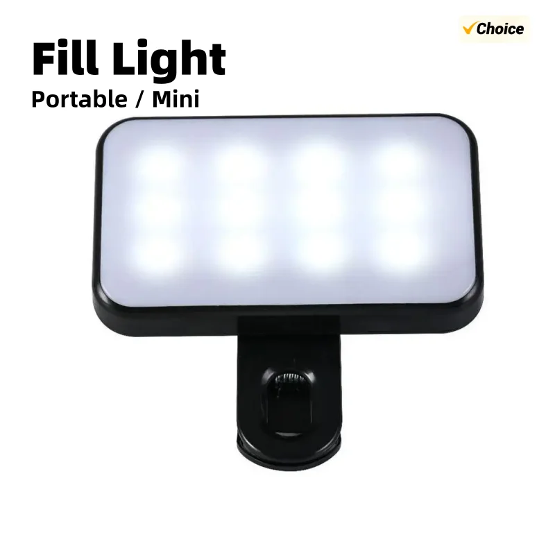 

Mini LED Selfie Light 3 Color Modes Adjustable Brightness Rechargeable Clip on Mobile Phone Computer PC Photography LED Lights