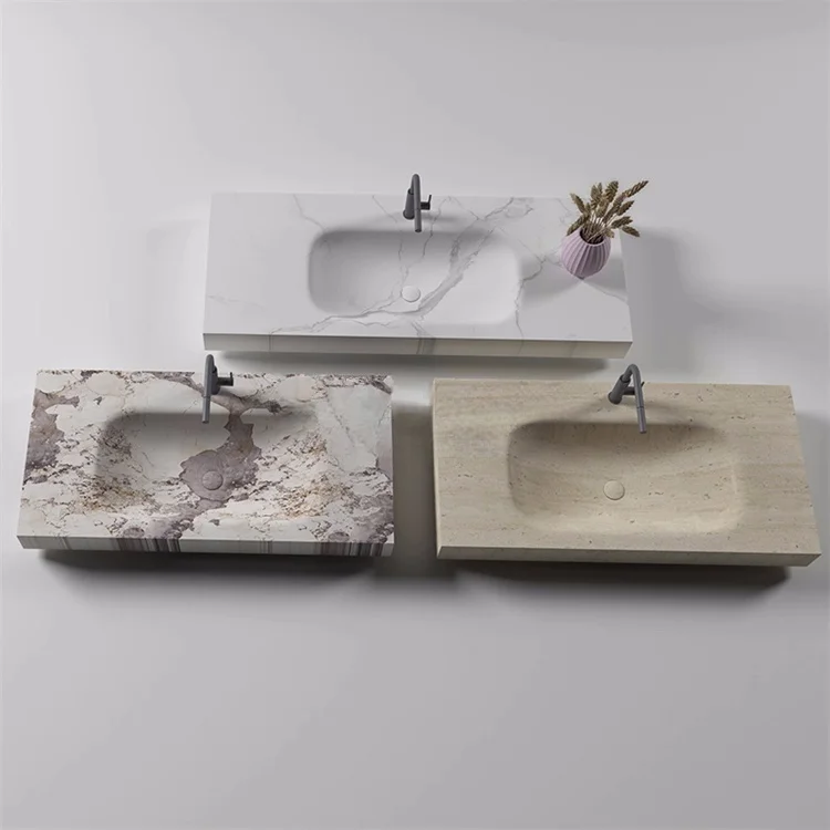 xx-Modern  Hot-Bent Laminated Board Integrated Washbasin, Rectangular Sink with Drainage Groove Forbathroom Vanities Vanity*