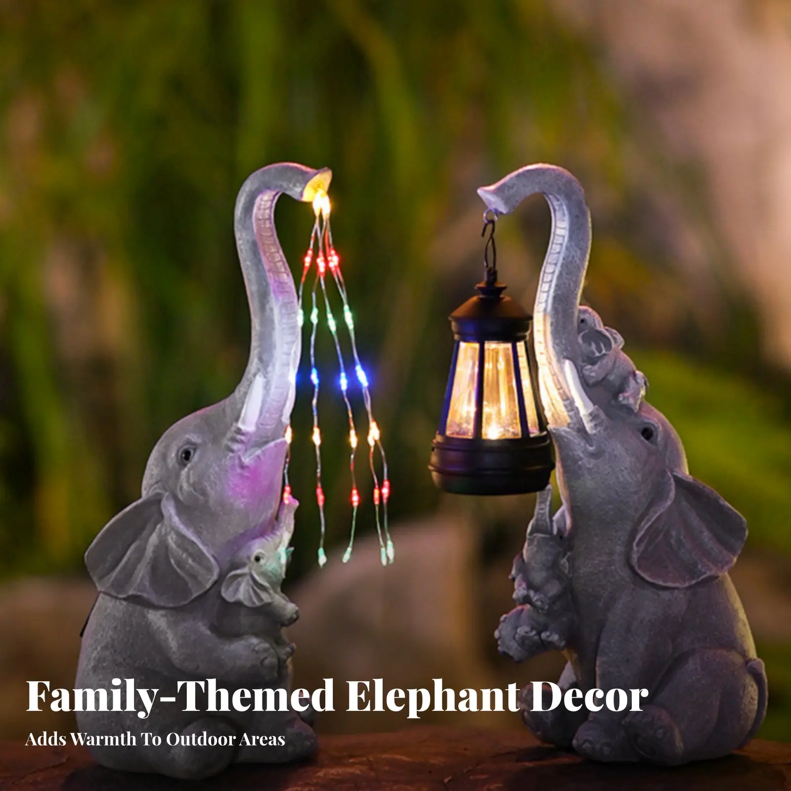 

Solar Elephant Light Automatic On/deactivate Solar Elephant Statue Resin Creature Figurine Warm Light Hand-Painted for Patio