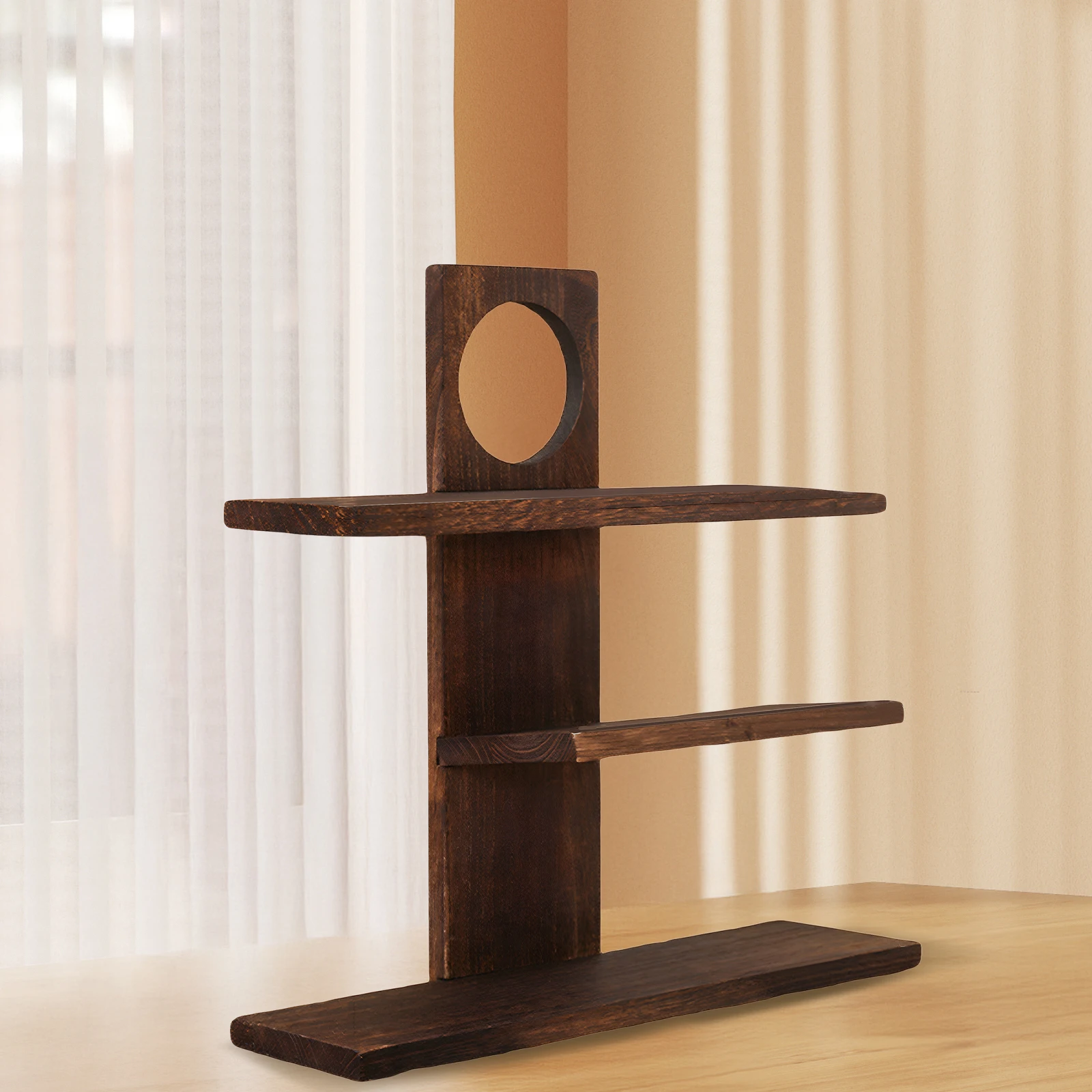 

3-х уровневая деревянная настольная полка-органайзер, настольная витрина для домашнего офиса (модель 2)