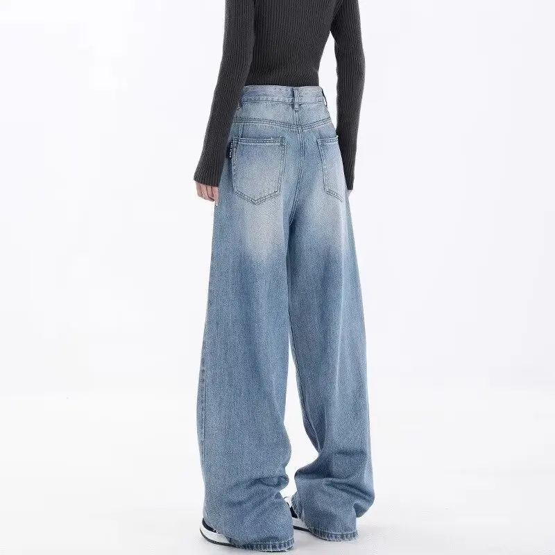 Women's Straight Trousers, American Style, HighEnd, Patchwork Design, Loose Fit, Street, Wide Leg, Draping, Versatile, Y2k