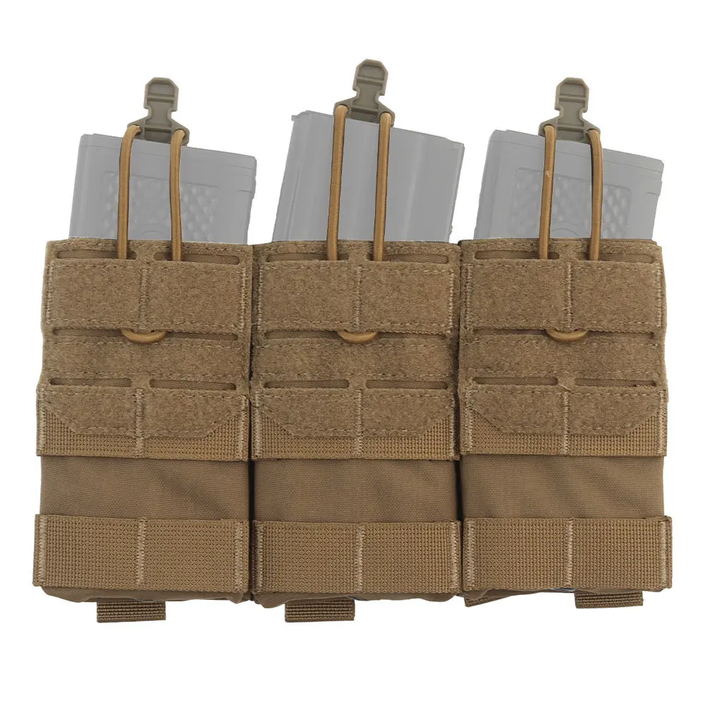 Tactical Triple Magazine Pouch M4 Rifle 5.56 Front Placard Panel Bungee Cord MOLLE MAG Holder JPC AVS Hunting Vest Accessories