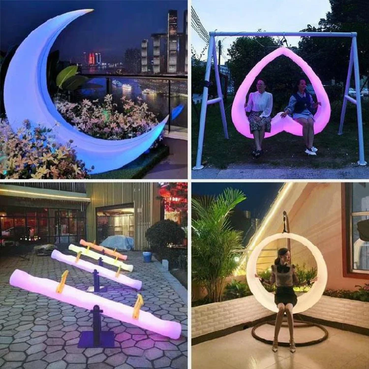 Hanging Chair Swing Solar Powered Decorative Courtyard Solar Moon Seat Luminous Swings Amusement Recreation Facility