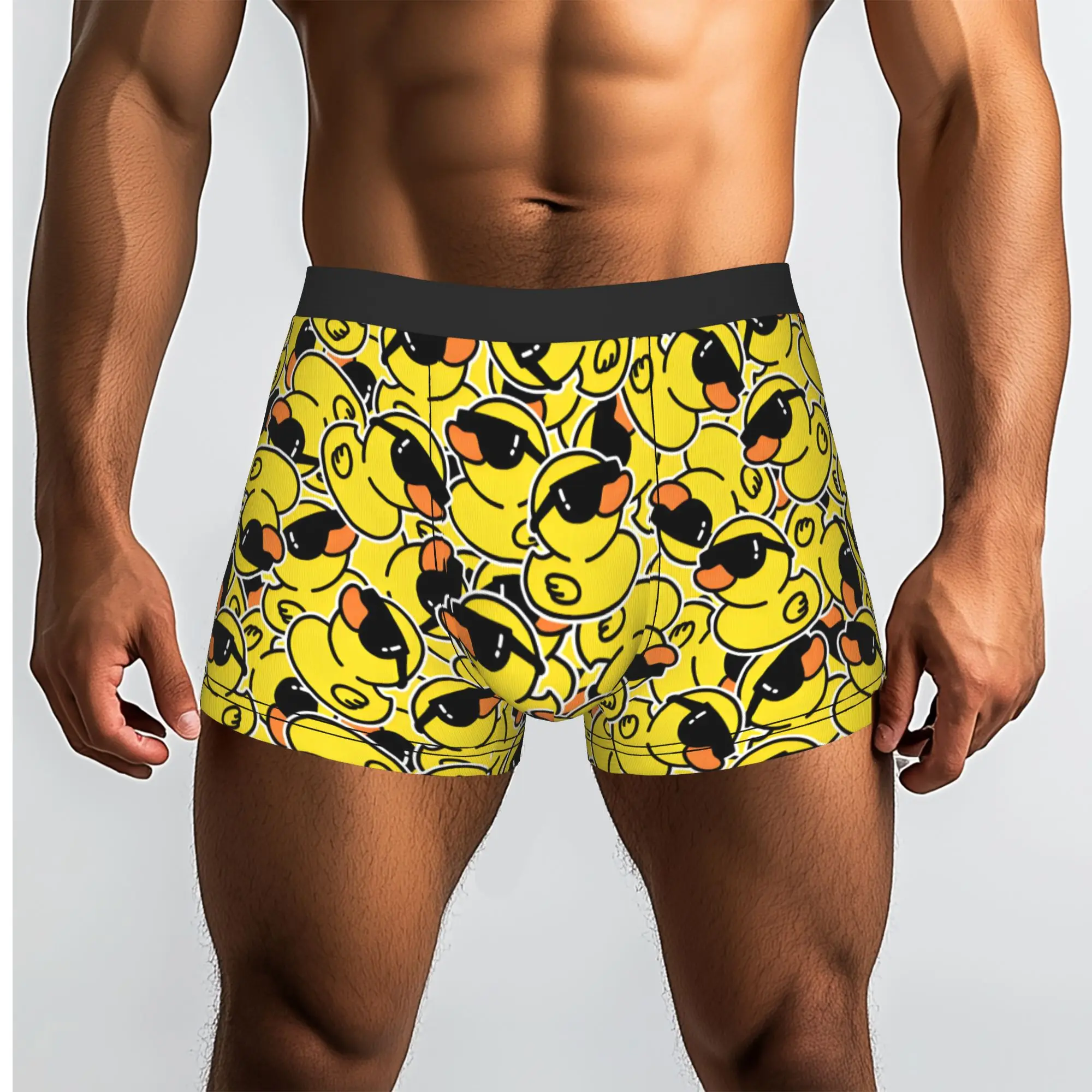 Custom Novelty Rubber Duck Sunglasses Shower Bath Cartoon Boxers Shorts Panties Men's Underpants Breathable  Briefs Underwear