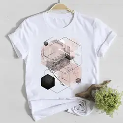 Ubrania modna koszulka Top abstrakcyjne geometryczne 90s koszula pani Tshirt lato kobiet T kobiet z krótkim rękawem Casual graficzne koszulki