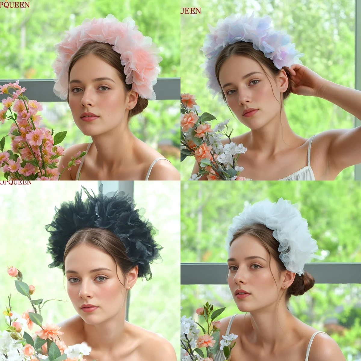 

TOPQUEEN Vh02 New Women'S Hair Accessories Flower Headband Fresh And Cute Party Accessories Can Be Diyed For Daily Wear