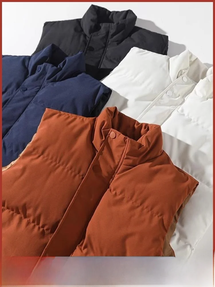 

High Performance Thiened Men's Vest Stand Collar Hollow Fiber Windproof Water Resistant Warm Cotton Vest for All Seasons