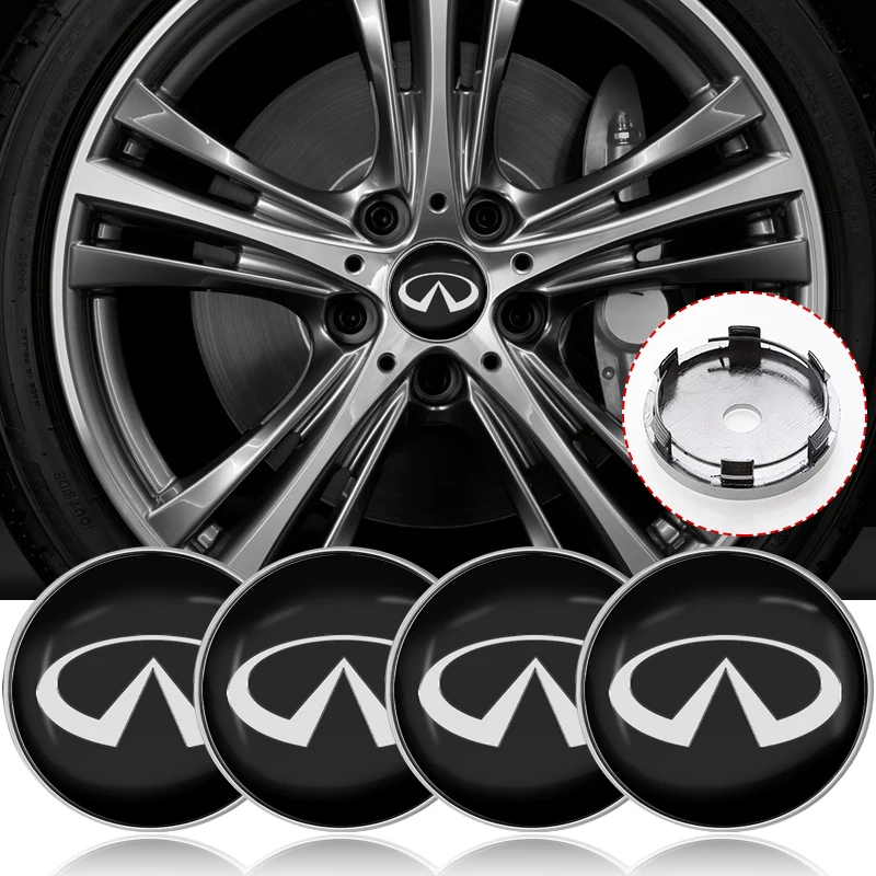 4pcs 60mm Car Wheel Center Hub Cap Rim Cover Emblem Stickers For Infiniti FX35 Q50 Q30 ESQ QX50 QX60 QX70 QX80  EX JX35 G35 G37