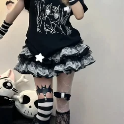Harajuku Girls Lolita Gothic Skirt Women Retro Lace Cake Tired Skirts Streetwear 2025 New