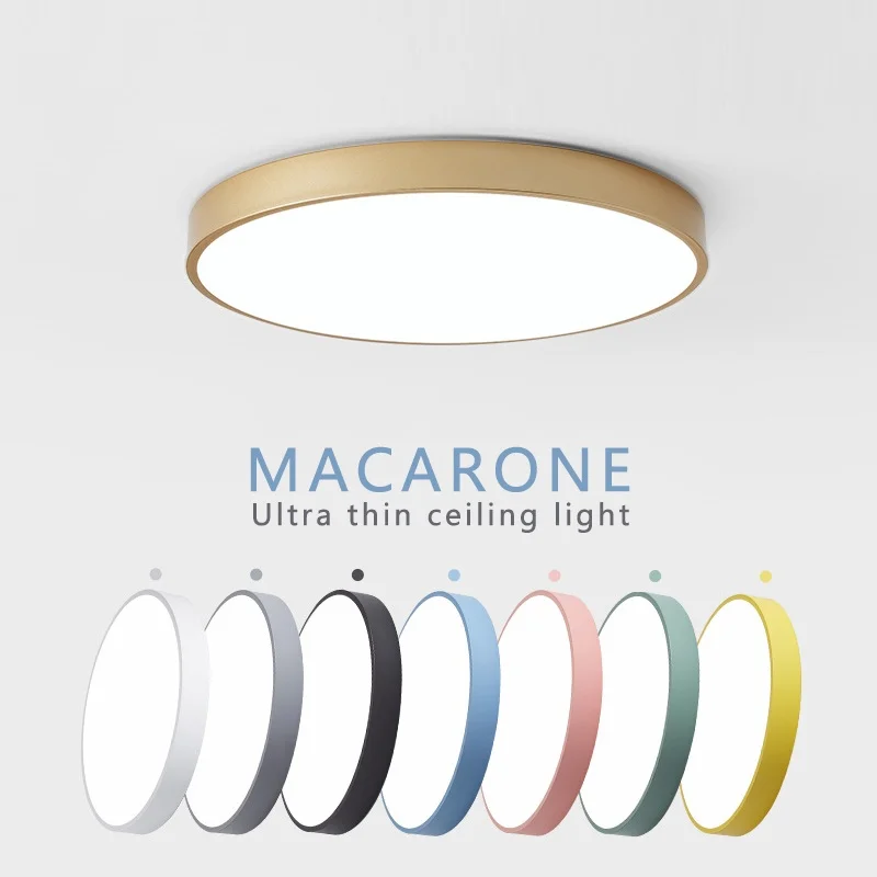 LED Nordic Circular Wooden Edge Ceiling Light Modern Minimalist Macaroon Home Light Bedroom Balcony Kitchen Decoration Lighting