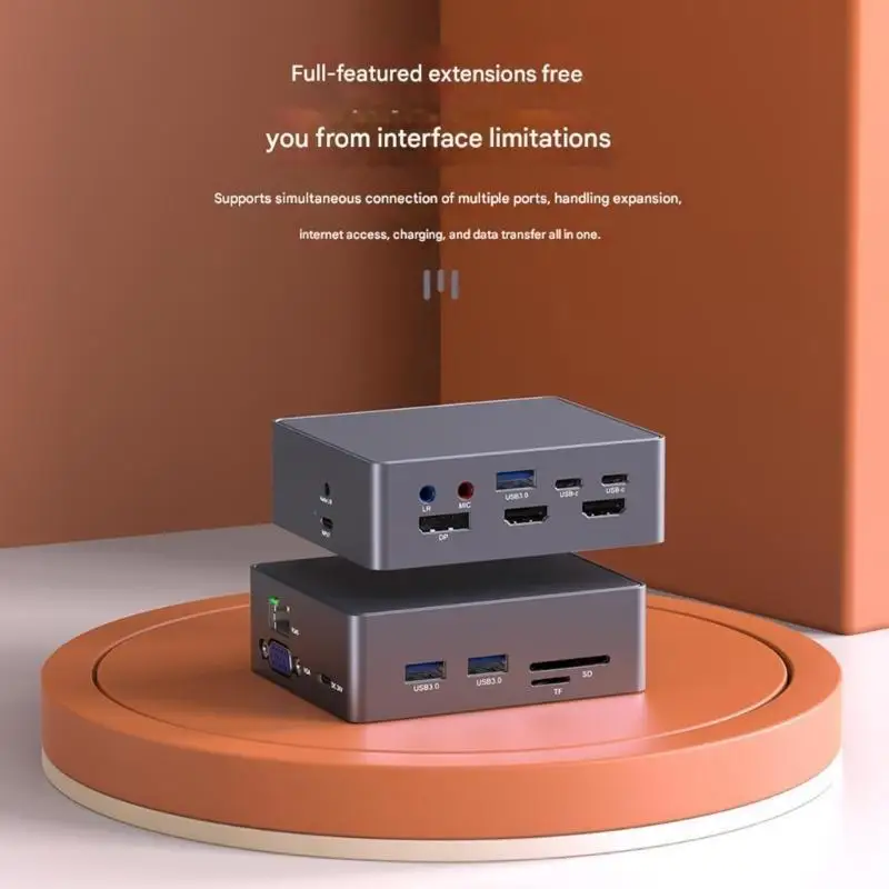 

31BA Многопортовая док-станция 16 в 1 4K HDTV DisplayPort Поддержка двух мониторов Металлические USB-концентраторы