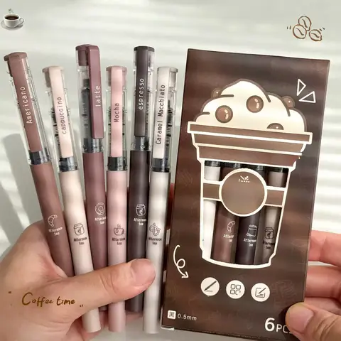 6-teiliges Gelschreiber-Set mit großem Fassungsvermögen, 0,5 mm schnell trocknender Stift mit schwarzer Tinte, Stift mit feiner Spitze, flüssiger Tintenroller, Tagebuch für Studenten