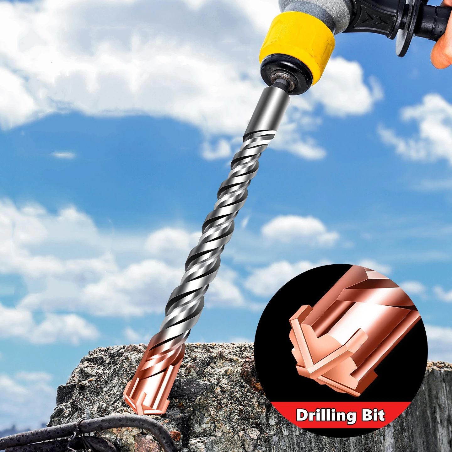 110/150/200 مللي متر مطرقة كهربائية لقمة ثقب عبر نوع سبائك الصلب التنغستن SDS زائد للبناء حجر الصخور الخرسانية