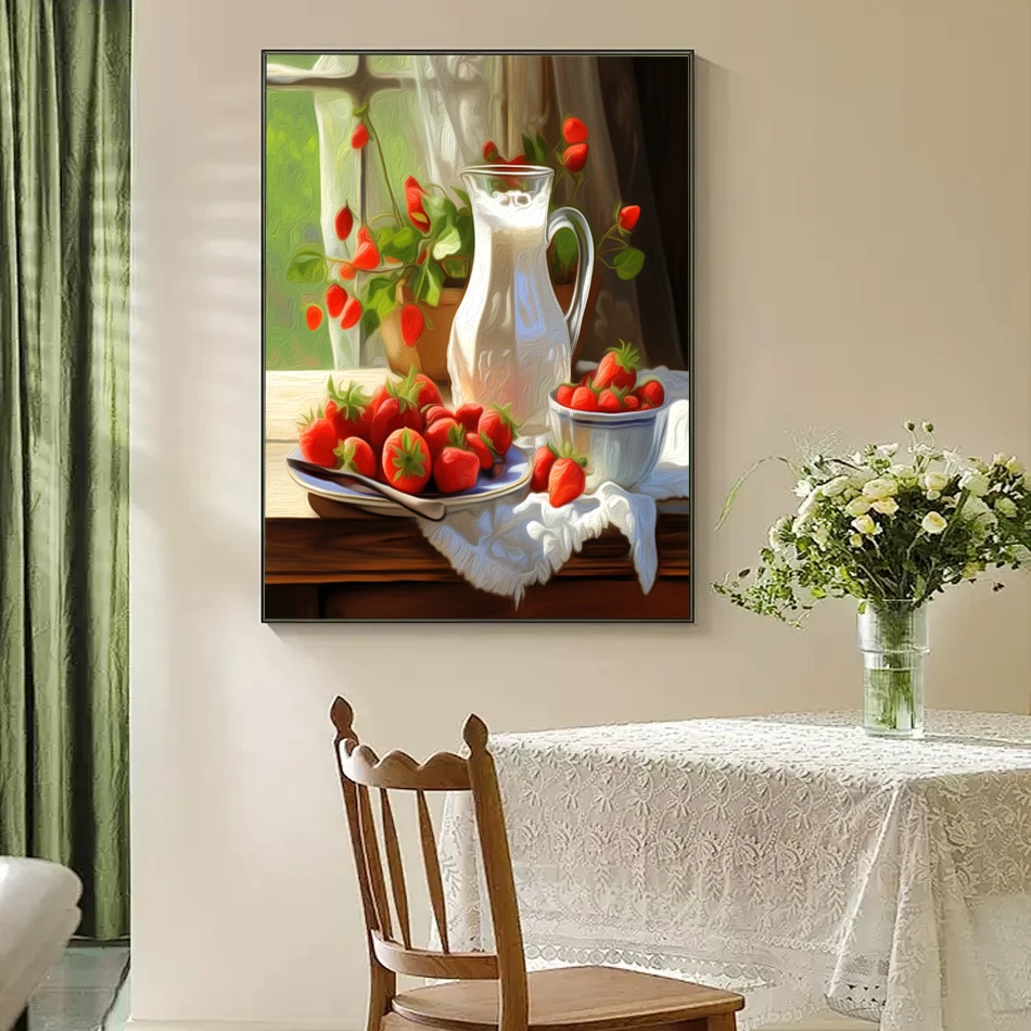 SDOYUNO-Painting By Acrylic Number Food Living Room Decoration Handmade Oil Painting Crafts Poster Digital Frame Wall Art Canvas