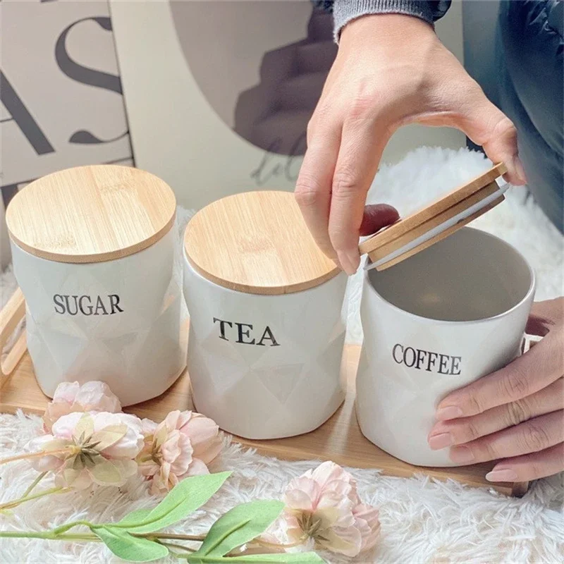 Nordic Ceramic Airtight Storage Jar For Kitchen Tea Coffee Moisture Proof Home Counter Organizer For Women Birthday Christmas