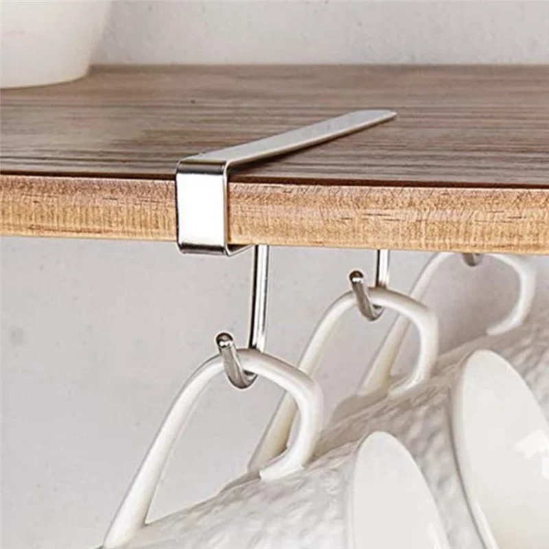 

Set Of 4 Coffee Mug Holder Kitchen Cup Holder 304 Stainless Steel Mug Rack With 12 Hanging Hooks Silver