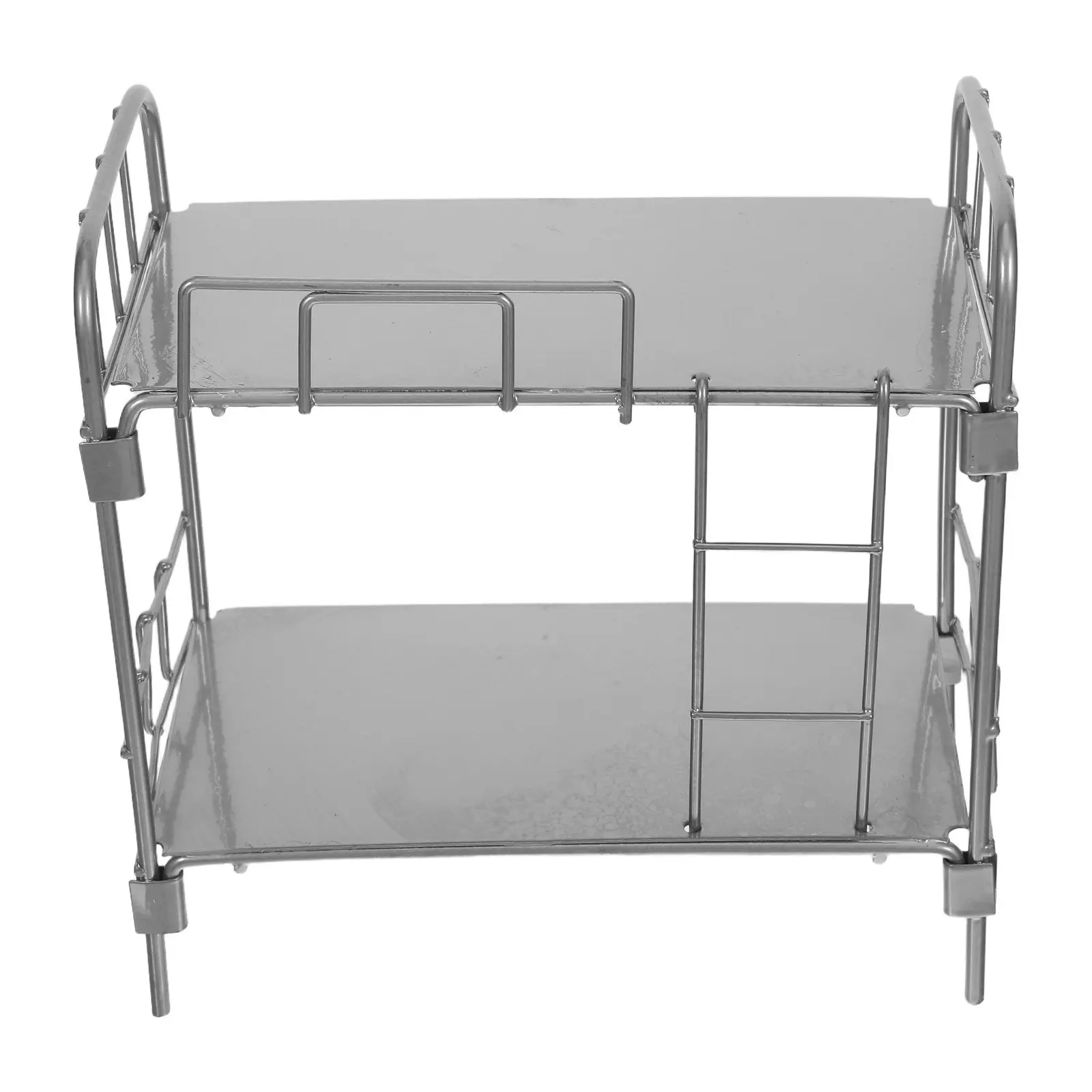 

Miniature Bunk Bed Silver Dollhouse Accessories Dormitory Saving Bedroom Furniture Mini Bed Decor Baby Crib