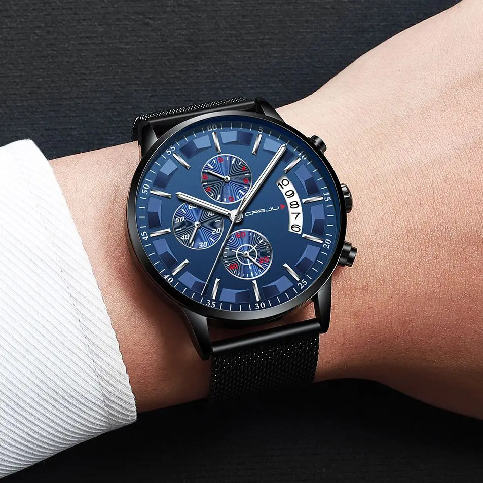 2019 relogio masculino uomini della vigilanza casual acciaio inox orologi sport chronograph mens impermeabile della vigilanza del quarzo reloj hombre