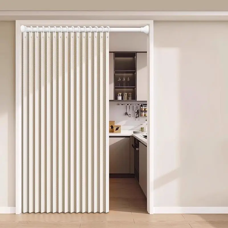 Thickened Folding Pleated Curtain, Accordion Style Partition Movable Door, Bedroom Thermal Privacy Cover