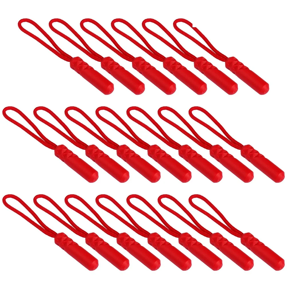 

20Pcs Durable Zipper Pulls Plastic Polyester Strong Replacement for Broken Zippers Bags Jackets Luggage Sportswear Red