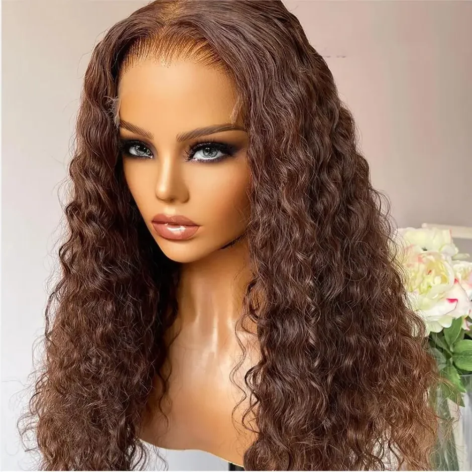 

Длинный мягкий 26-дюймовый коричневый блондин Kinky Curly 180 Плотность парик фронта шнурка для чернокожих женщин Детские волосы Бесклеевые предварительно выщипанные термостойкие