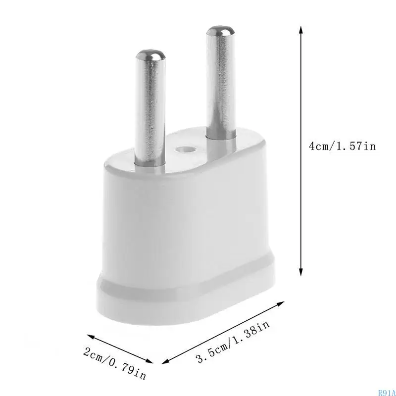 

R91A US to EU Euro Europe Plug Adapter 2 Round Socket Converter White