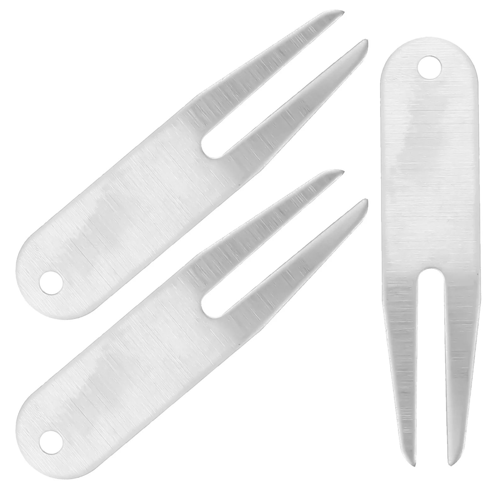 3個入りメタルゴルフディボットツール、ボールマーカー付き、コンパクトな修復フォーク、芝生のダメージ修復、コースメンテナンスキット