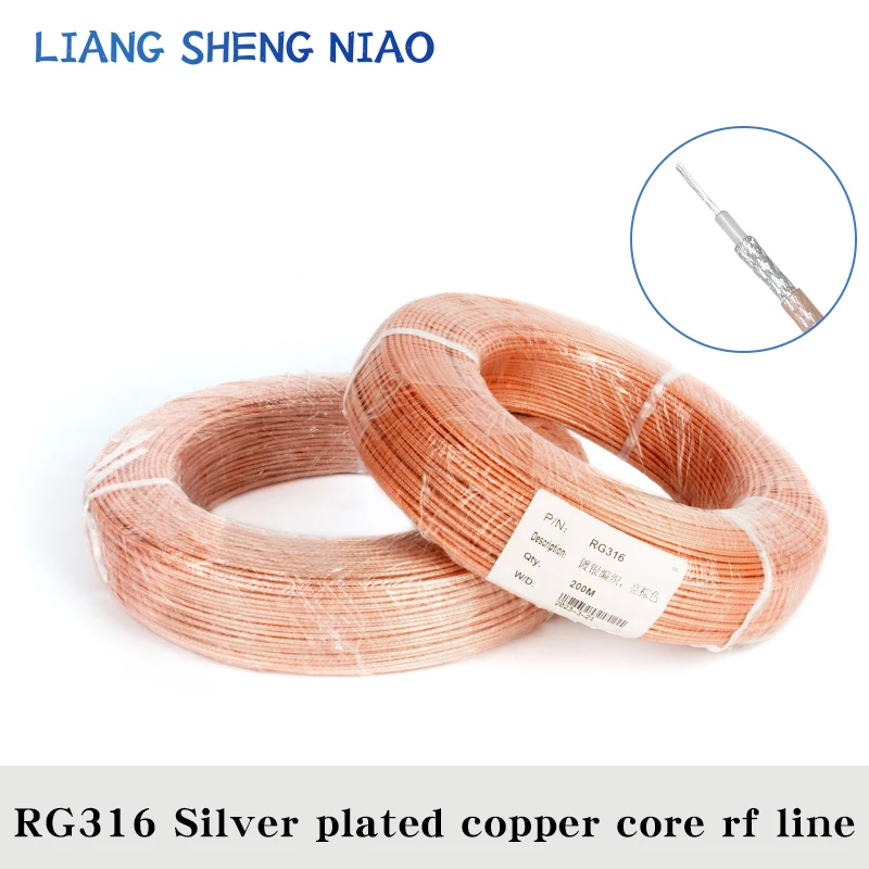 RG316 Cables Rf radio frequency antenna 50-1.5 Coaxial cable RG316 Silver plated copper core rf line Wireless intercom line