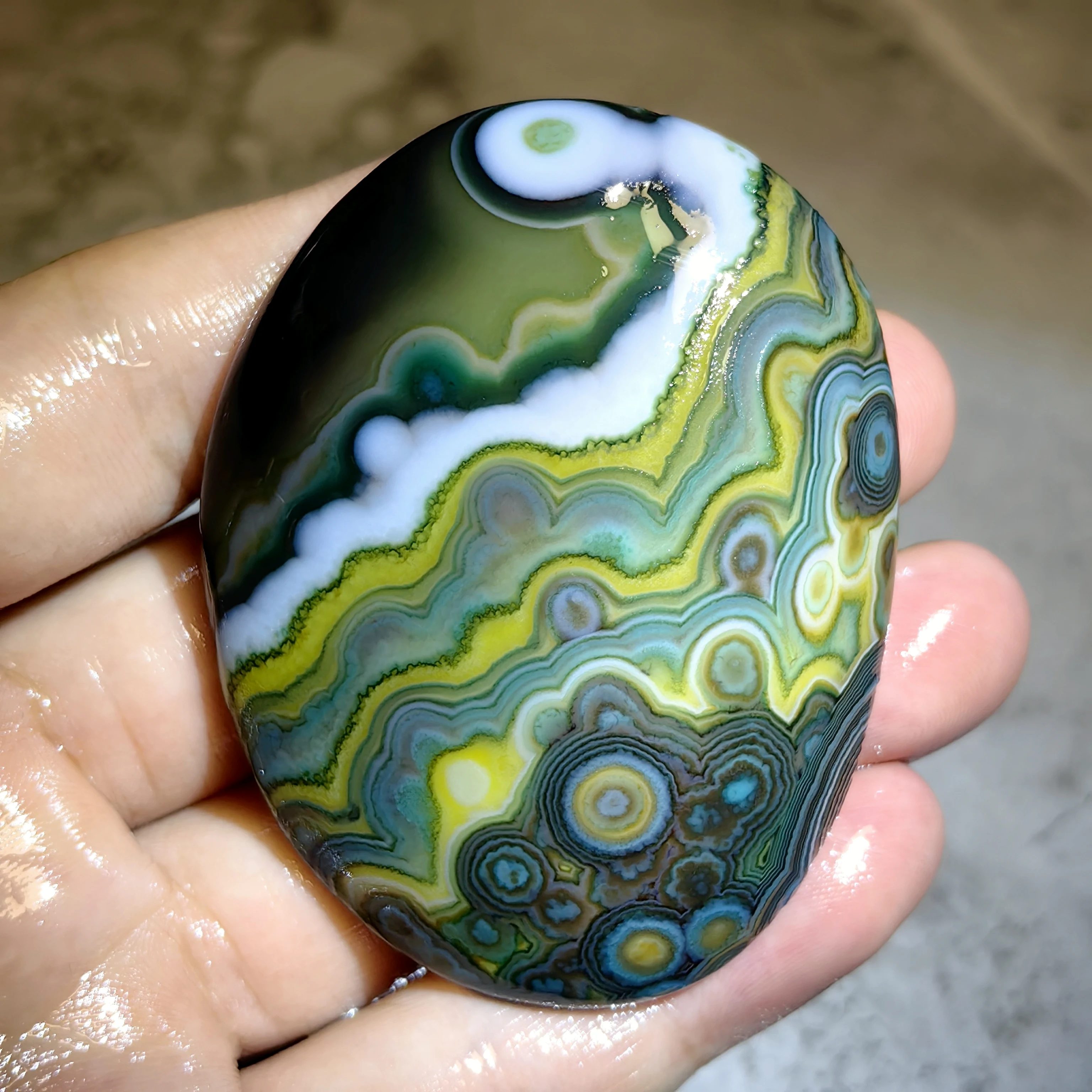 Pure Natural Premium Divine Eye Agate Wishing Palm Rough Stones Amulet for Stress Relief Reiki Meditation Against Negativity