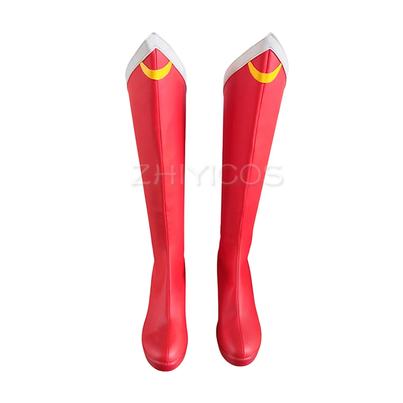 New Anime Tsukino Usagi Sailor Moon Cosplay Shoes Girls PU Leather Cosplay Boots Red High Heels Zipper-up Halloween Shoes