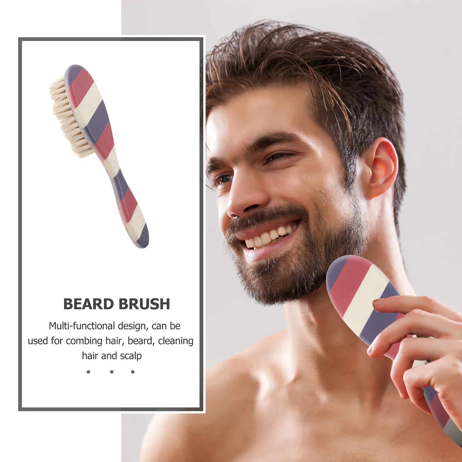 Professional Salon Beard Brush for Men Horsehair ABS Bristle Grooming Tool Beard Shaping Cleaning Scalp Hair Sweep Barber Shop view 3
