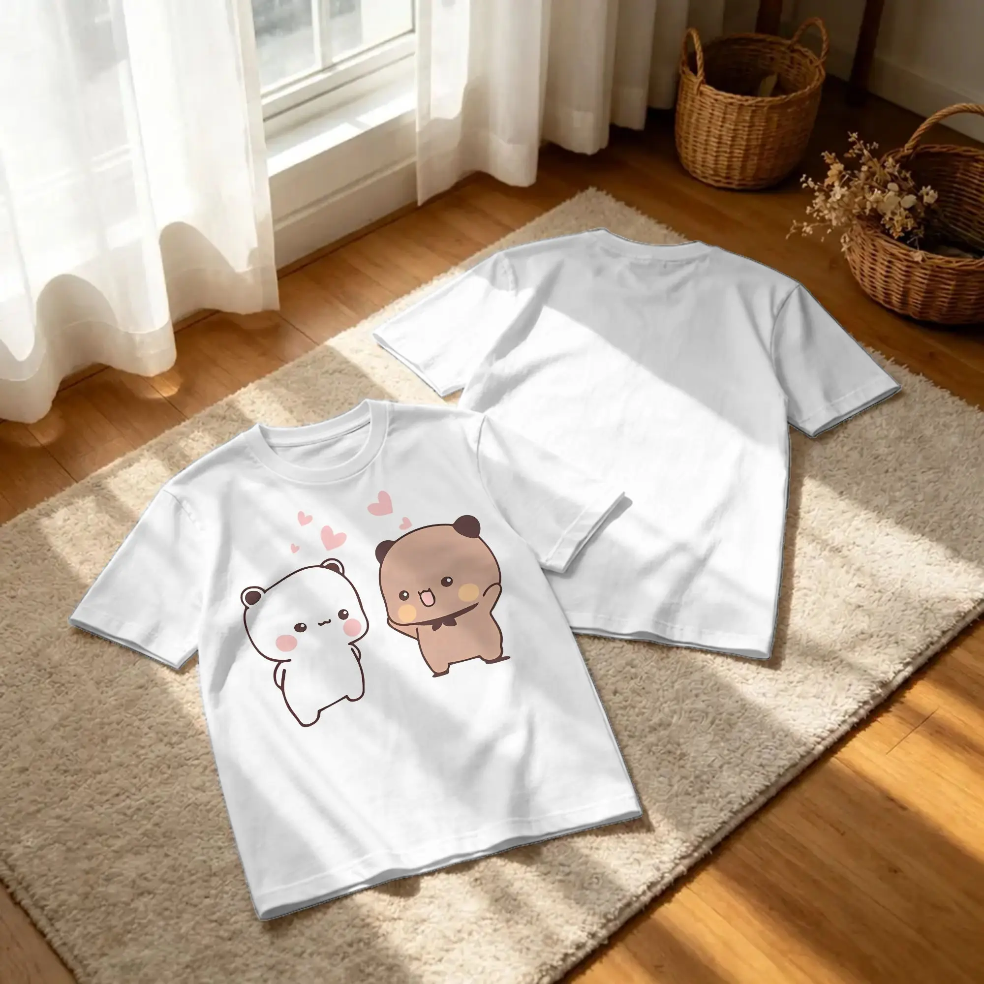 Men Women T-Shirts Bubu Dudu Bear and Panda Vintage Pure Cotton Tee Shirt Short Sleeve  T Shirt O Neck Clothing Printed