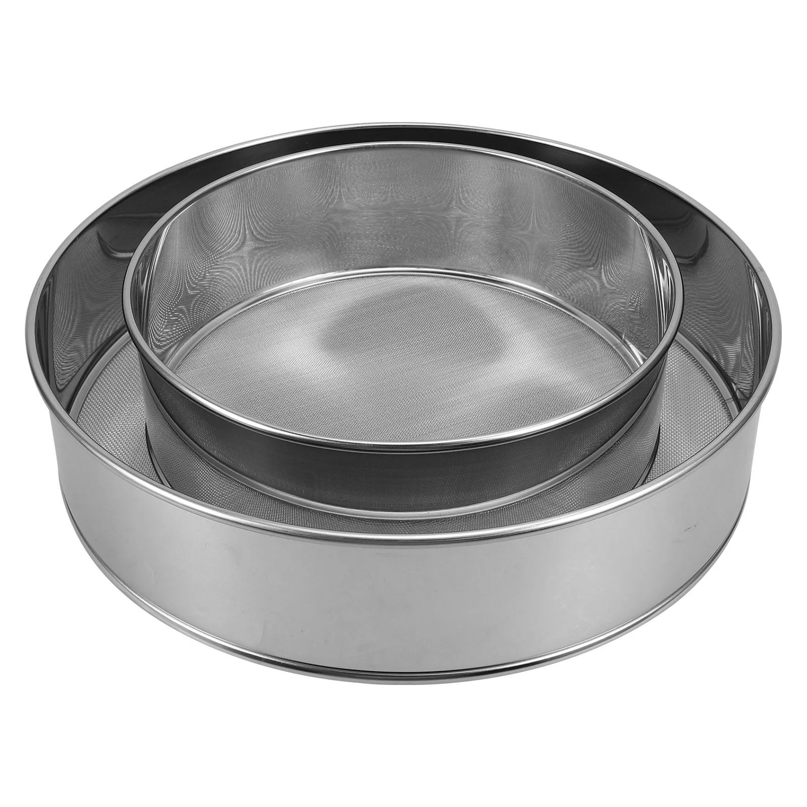 

2pcs Flour Sieve For Stainless Steel Fine Mesh Sifter Kitchen Baking Tool Manual Sifting Strainer Round Drum Sieve For Mashed
