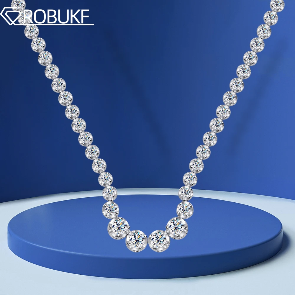 

1.2cttw Real Moissanite Tennis Necklace For Women 925 Sterling Silver Gradient Zircon Necklaces Clavicular Chain Jewelry Gifts