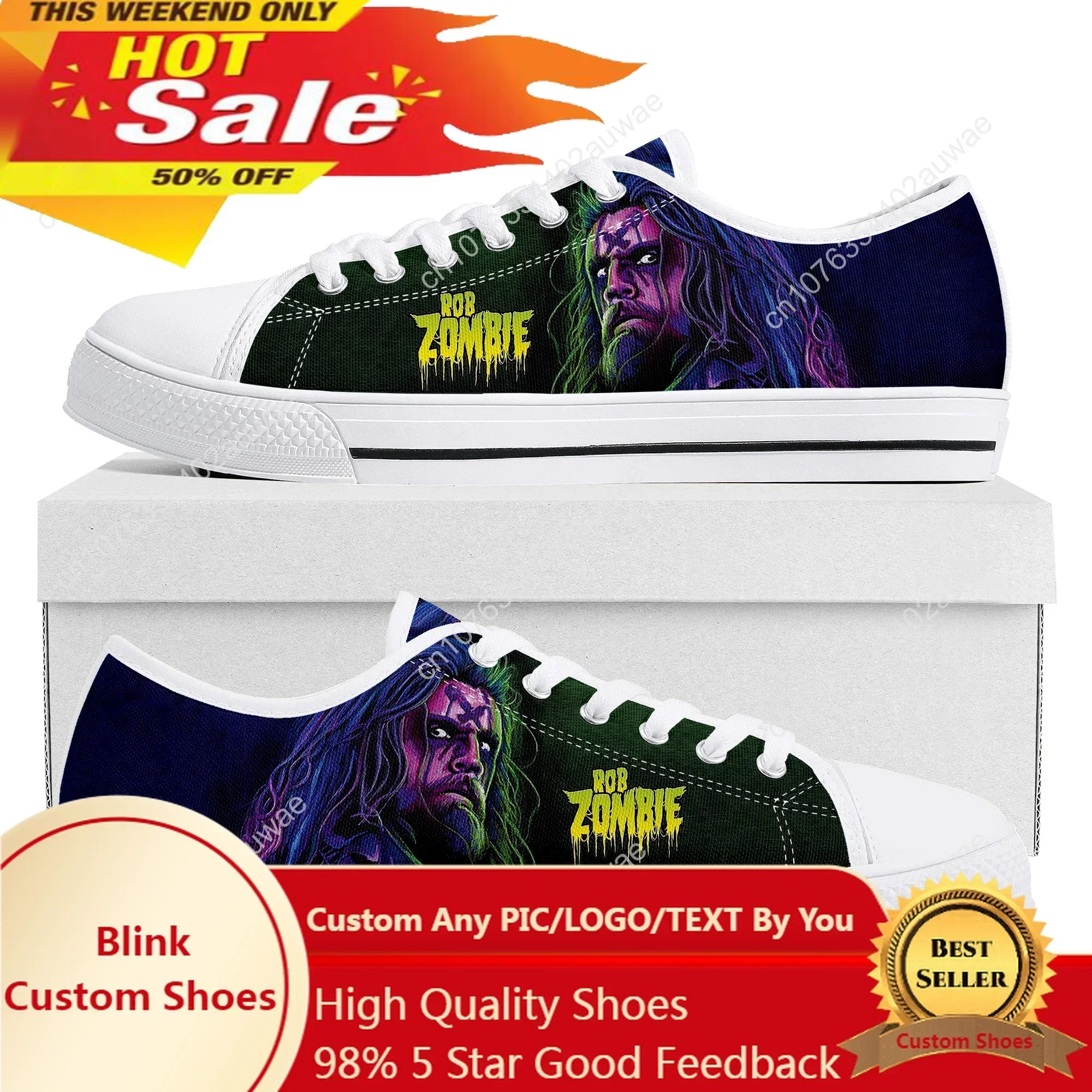 Кроссовки Rob Zombie Rock Singer Low Top, высококачественные, для мужчин, женщин, подростков и детей, повседневные парные кеды из канваса, обувь на заказ