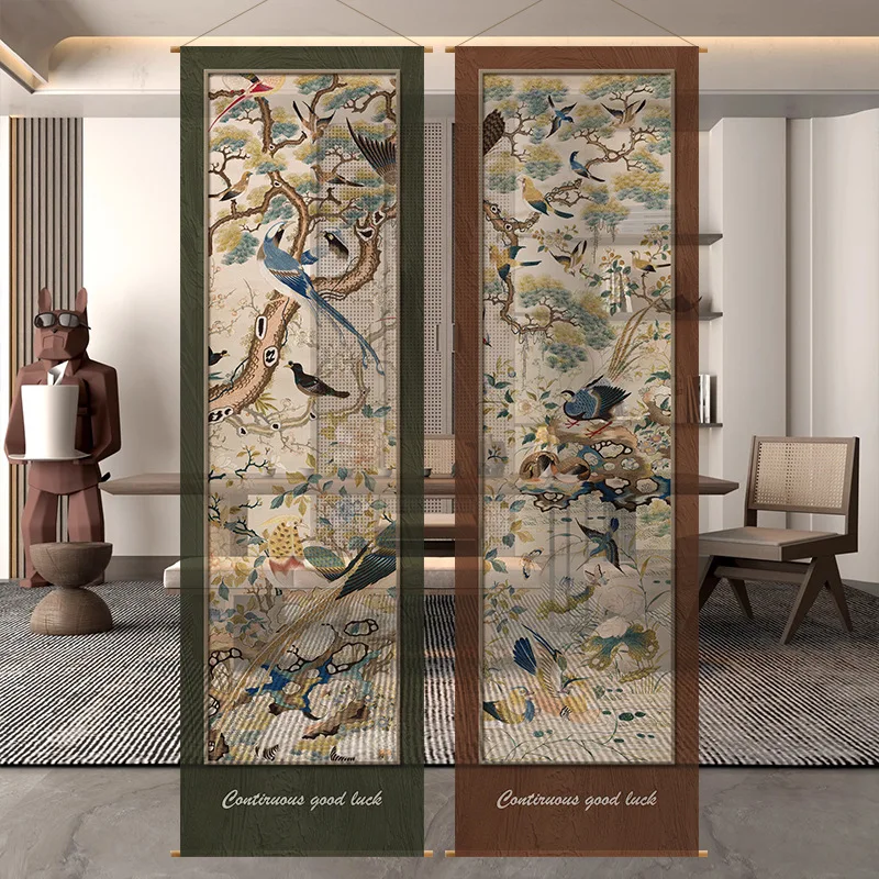 

Cz song yun flower and bird semi-transparent gauze curtain atmosphere tea room tea house partition curtain decorate room
