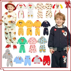 Children Clothes Set BEBE New 2025 Boys Cartoon Hoodies Trousers Suit Korean Spring Girls Cute Sweatshirt Pants Kid Outwear