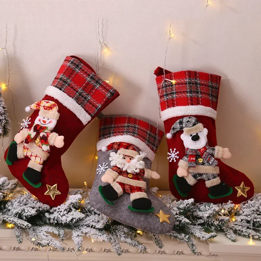 New Year Christmas Stocking Sack XmasGift Candy Bag Noel Christmas Decorations For Home Natal Navidad Sock Christmas Tree Decor