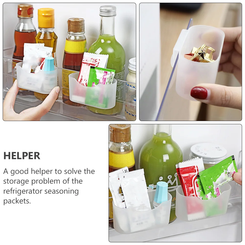 

8pcs Refrigerator Hanging Rack For Seasoning Packets Plastic Fridge Organizer Kitchen Gadget Hanging Box Fridge Storage Case