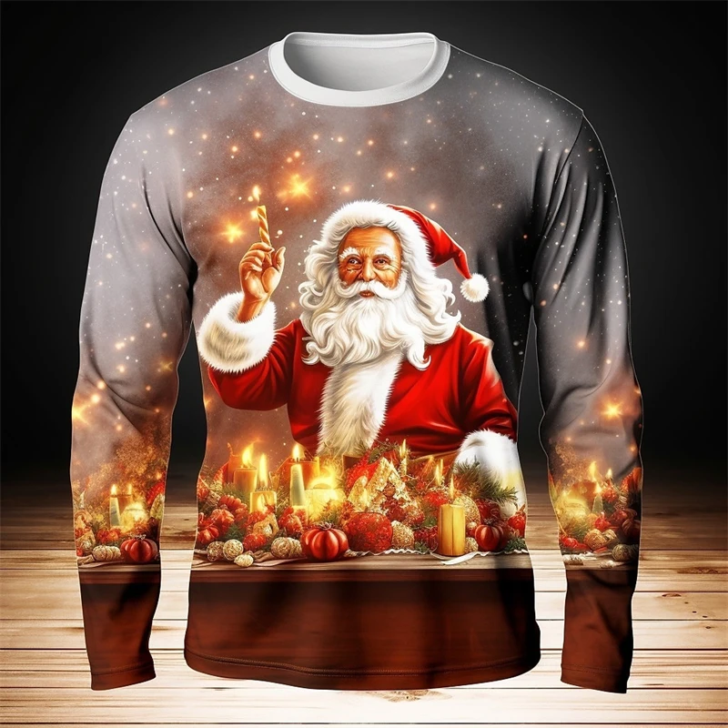 Sweat-shirt Père Noël imprimé en 3D pour hommes, pull Père Noël drôle, sweats à capuche tendance festival, cadeau de Noël PVD, v